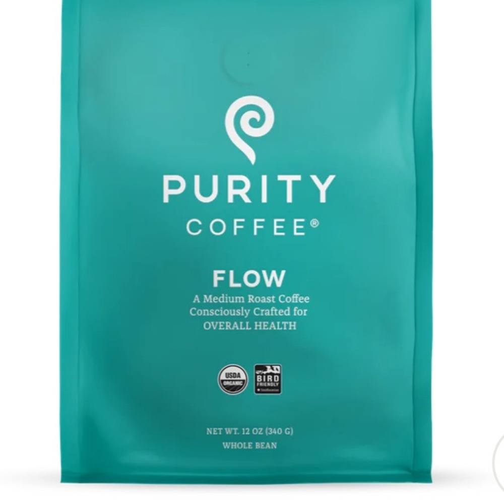 NWT Purity Coffee FLOW: Original Medium Roast Whole Bean $29 Retail 12 oz Bag